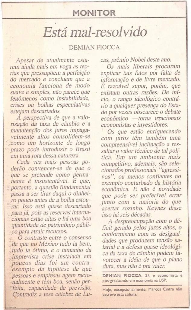 Demian Fiocca coluna Folha de São Paulo